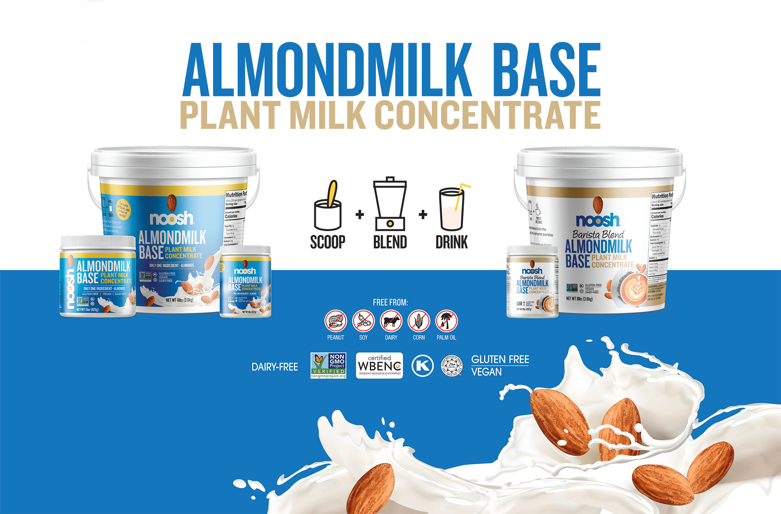 Noosh Almond Butter, Almond Protein Powder, Almond Flour, Almond Oil