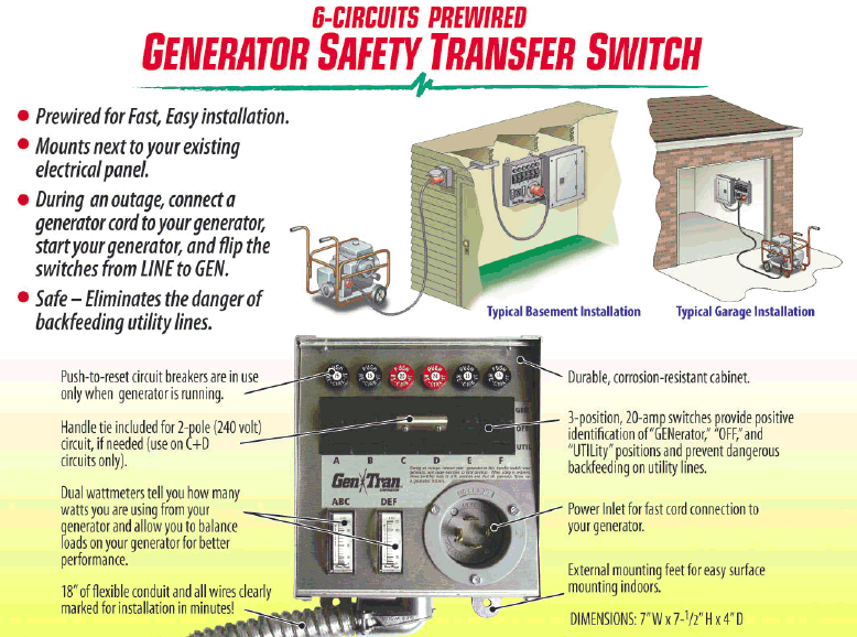 30310V Gen/Tran Vintage 30A Manual Transfer Switch 10 circuits