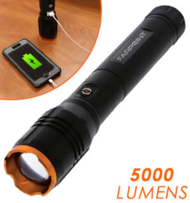 5000 Lumen Rechargeable Flashlight with Power Bank - PulseTV