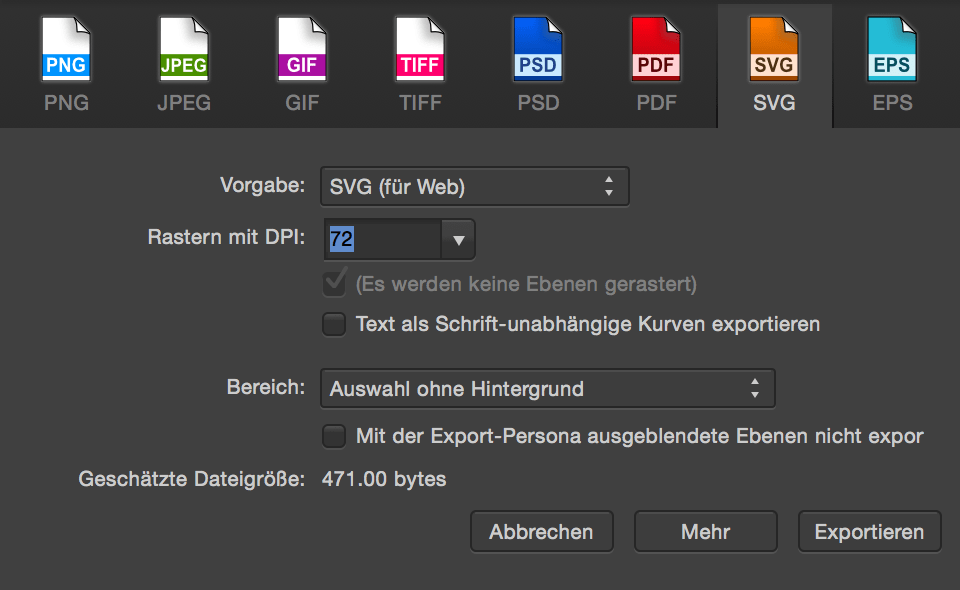 Selektiver SVGExport mit Affinity Designer norbat.de