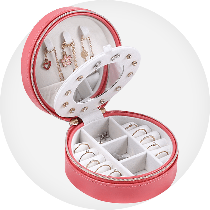 Nordace Round Mini Compact Travel Jewelry Box