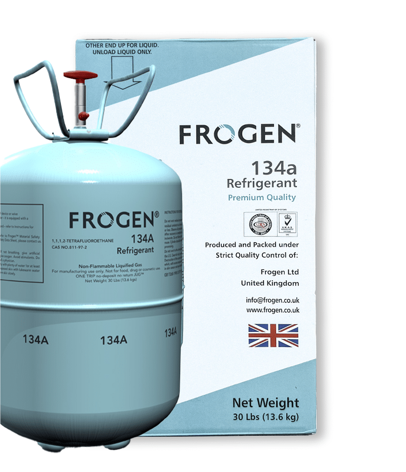 R134a refrigerant Frogen UK Brand 13.6 Kg Disposable Cylinders