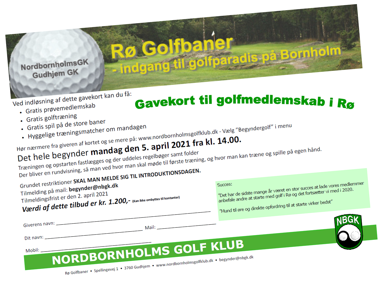 Nordbornholms Golfklub Indgang til golfparadis på Bornholm Siden er