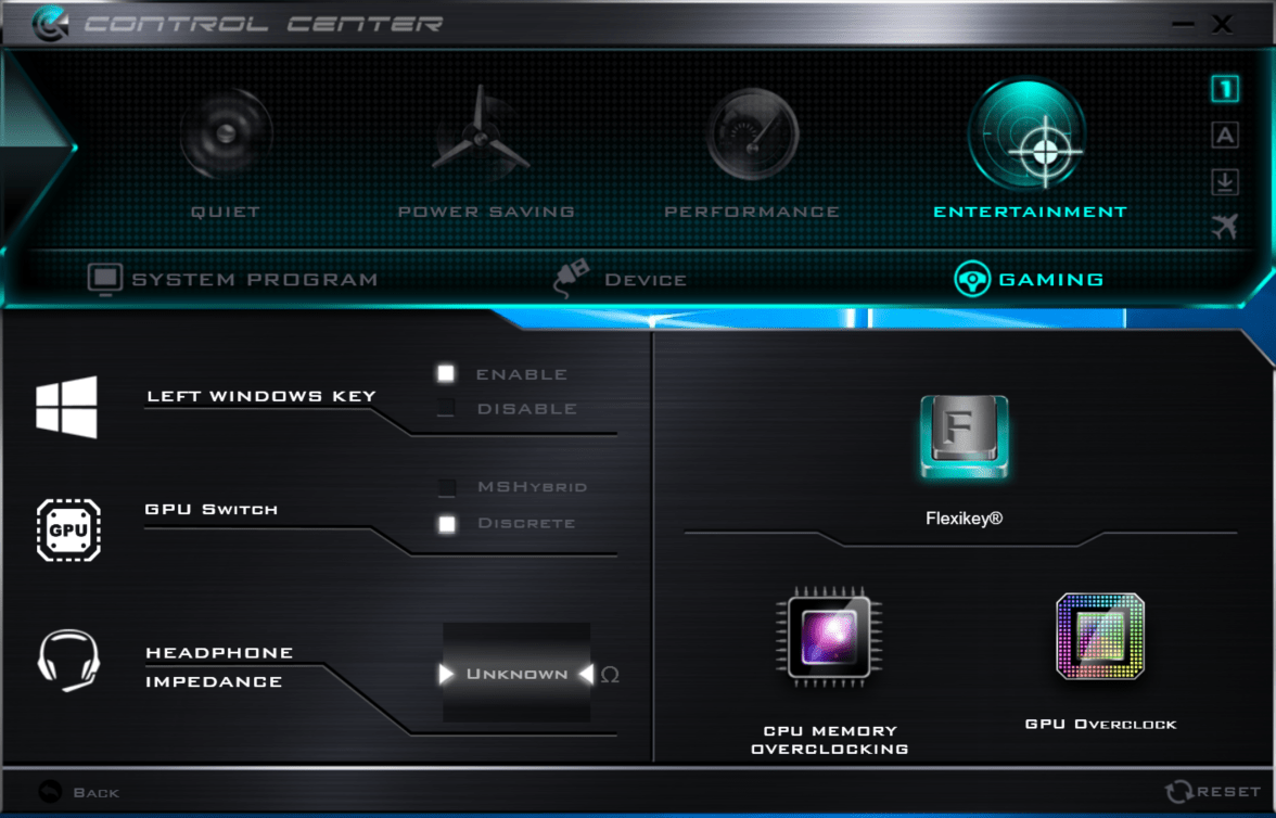 Ardor gaming control center