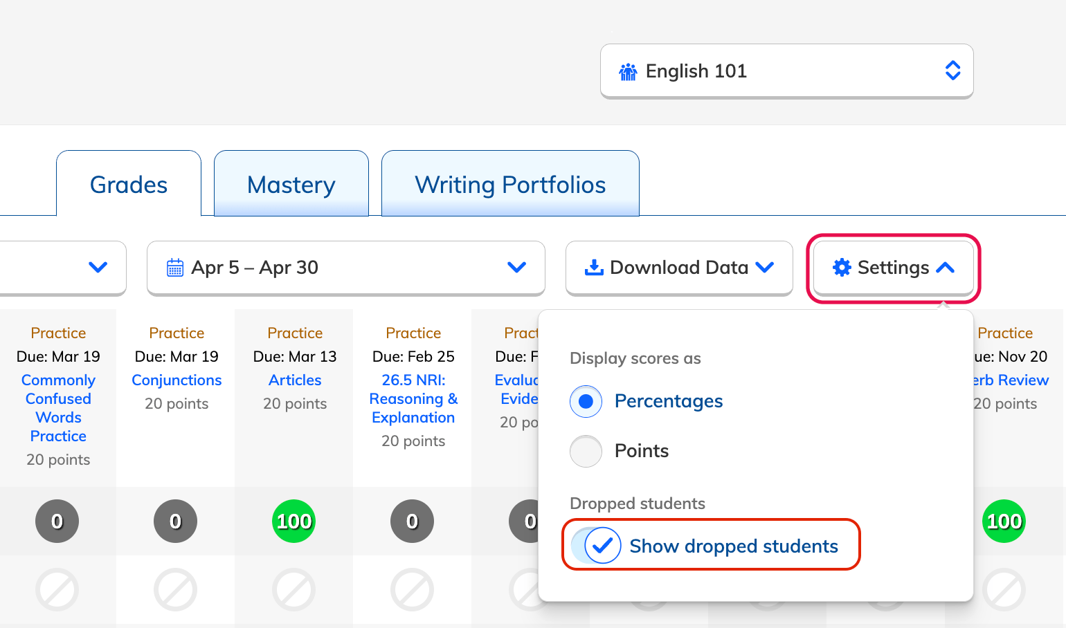 How to Access Grades for Dropped Students NoRedInk Help Center