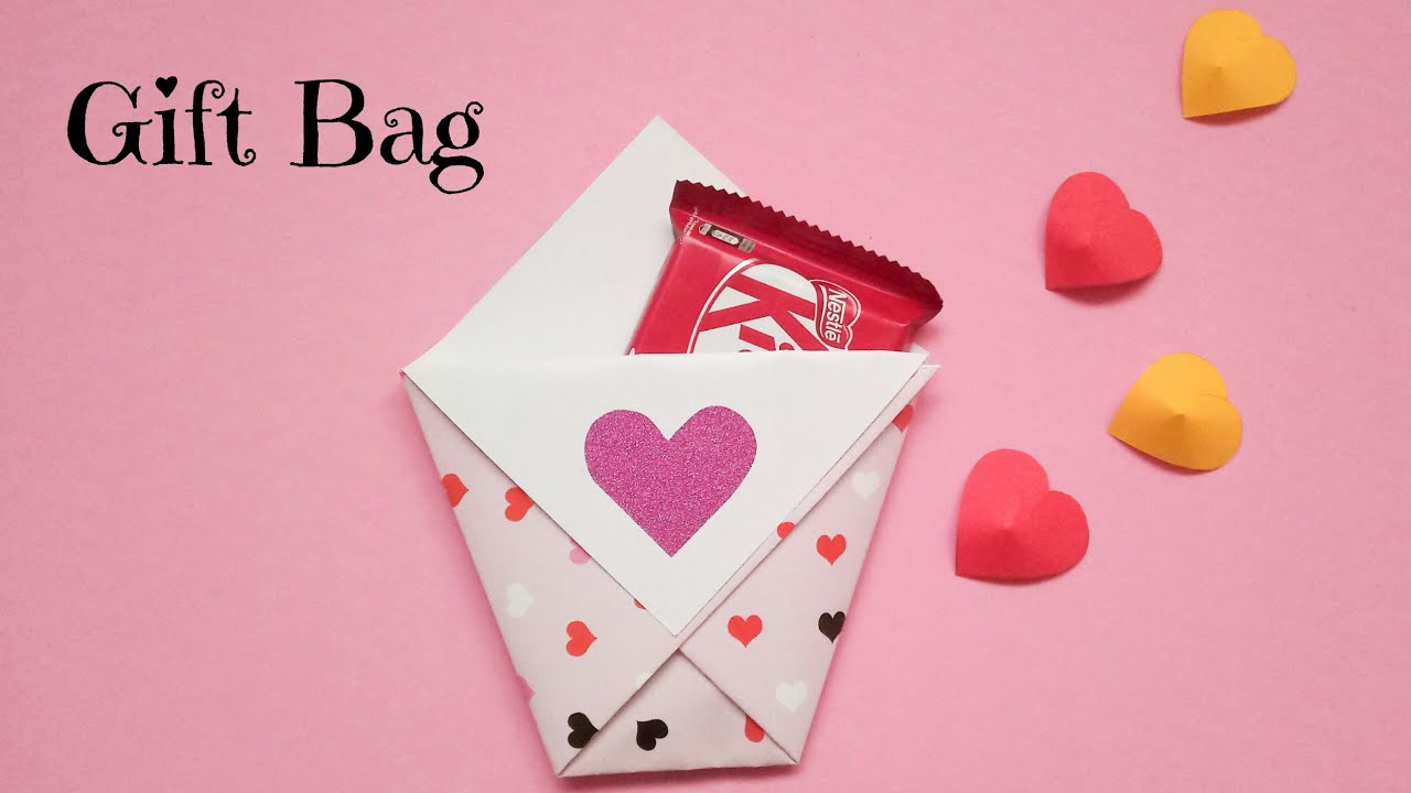 Easy Chocolate Gift Bag DIY Valentine Day Gift Ideas DIY Paper Gift