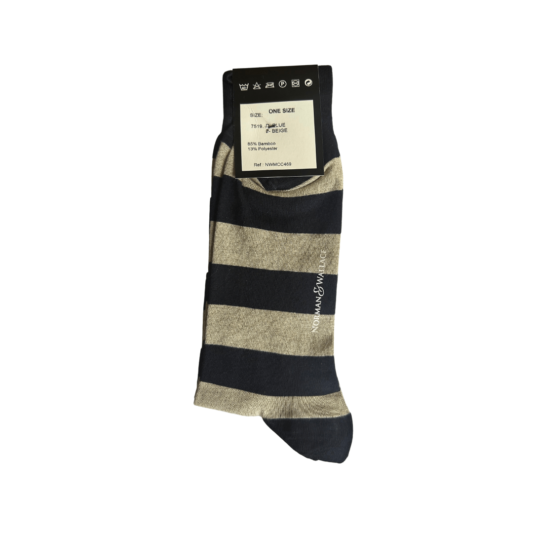 Bamboo Striped Socks Beige Norman & Wallace