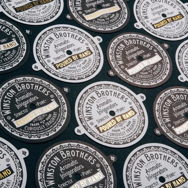 Black and Gold Foil Candle Dust Covers Norman's Printery