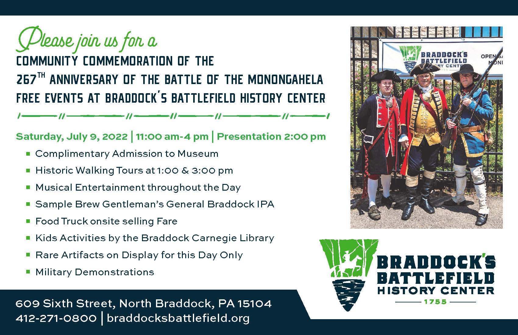 7.9.22 Braddock’s Battlefield History Center North Braddock Borough