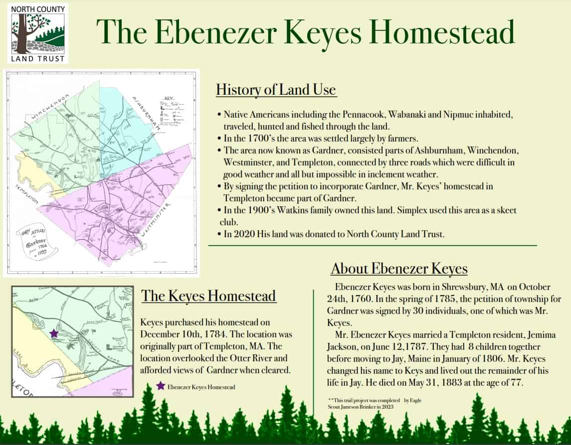 Gardner Scout Completes Keyes Homestead Trail and Sign for Eagle