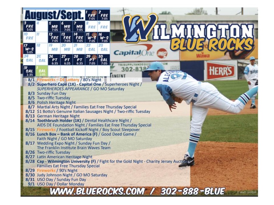 Blue Rocks Baseball August Happening Guide