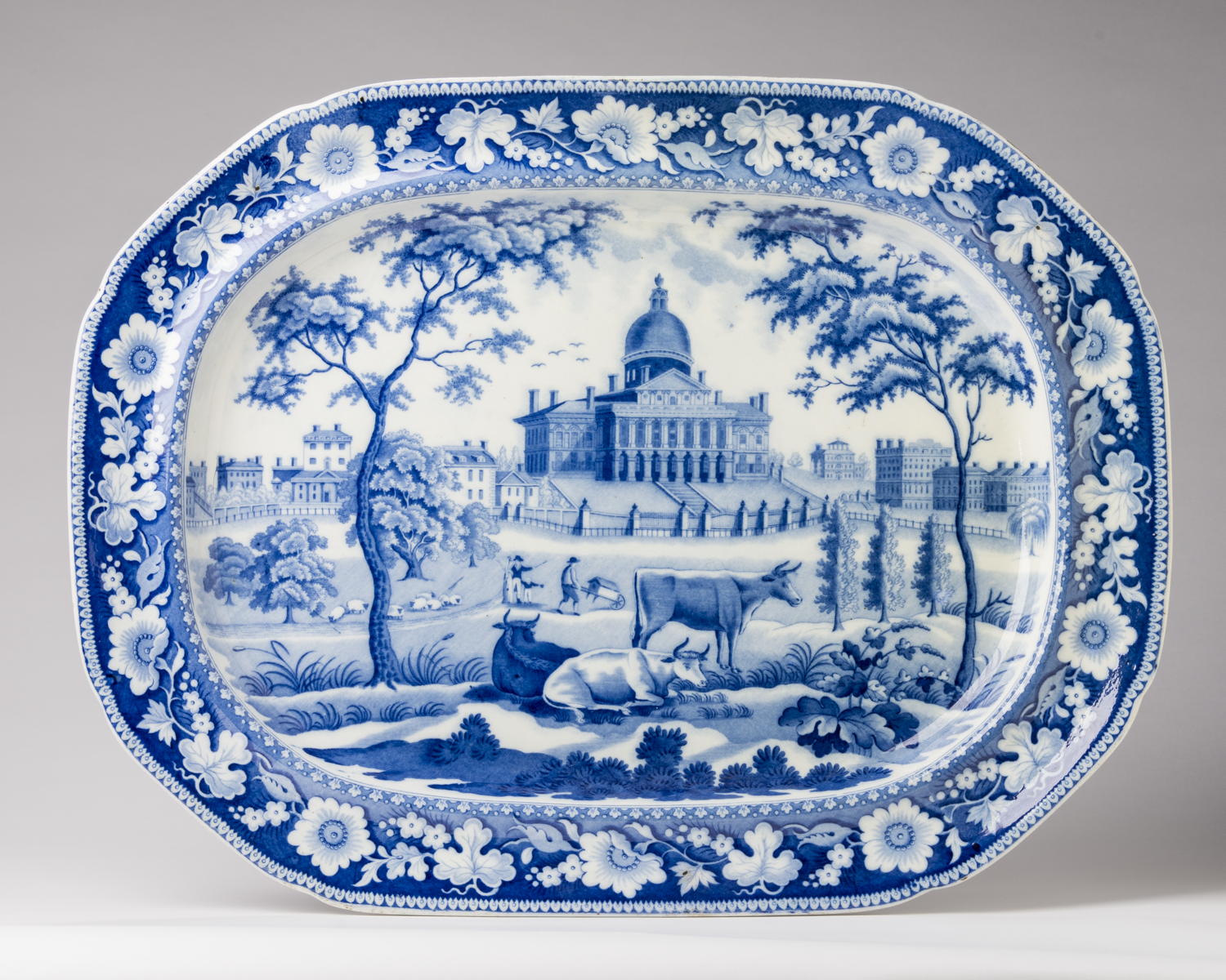 ‘STATE HOUSE, BOSTON,’ STAFFORDSHIRE MEDIUMBLUE TRANSFERPRINTED