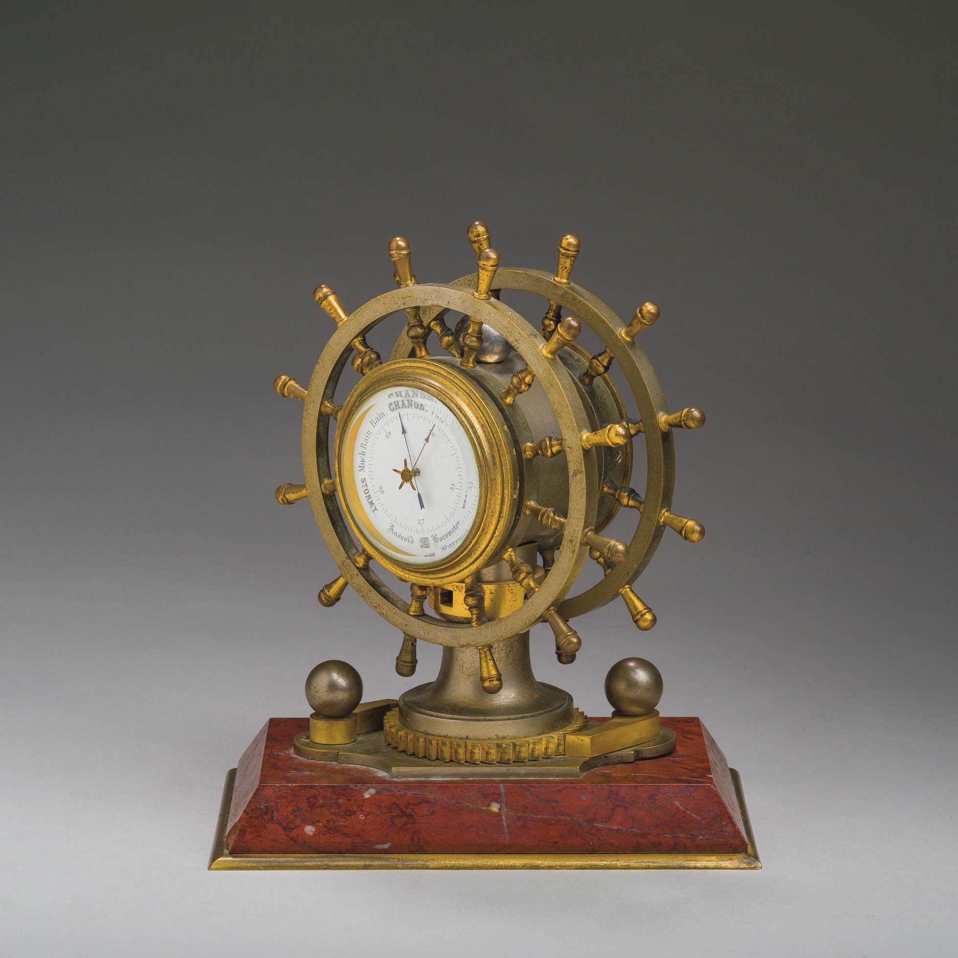 BRONZE DOUBLE SHIP’S HELM DESK CLOCK. Northeast Auctions