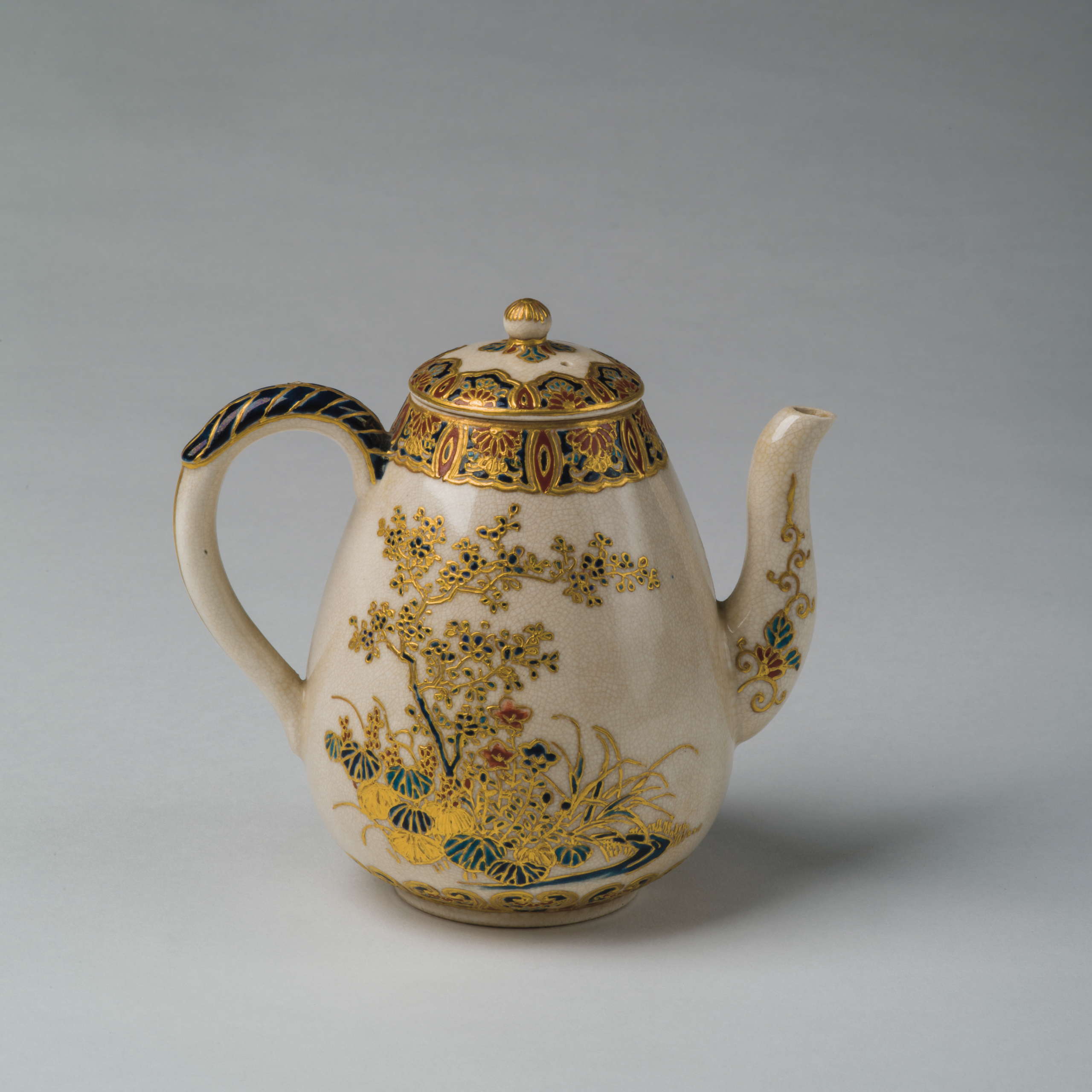 JAPANESE SATSUMA MINIATURE TEAPOT AND COVER, LATE EDO PERIOD