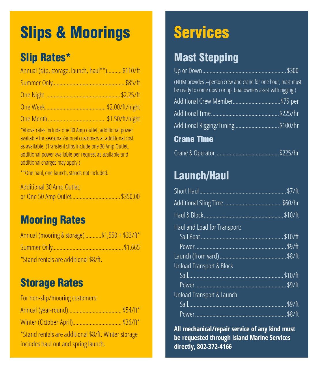 Rates — North Hero Marina