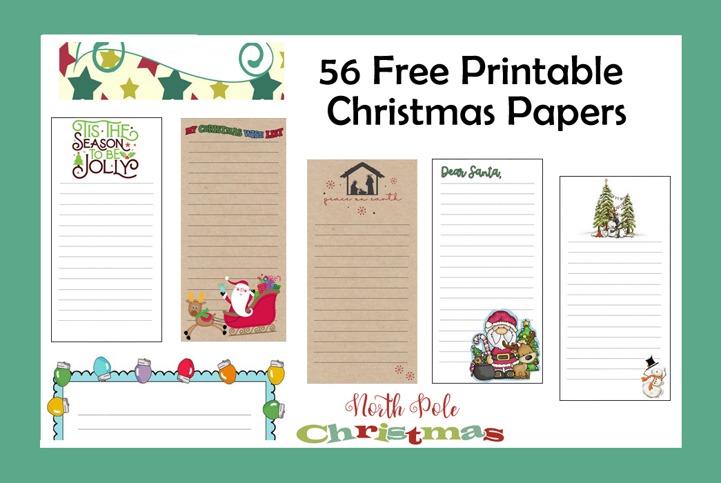 Printable Christmas Notepaper, Stationery 56 Free Designs