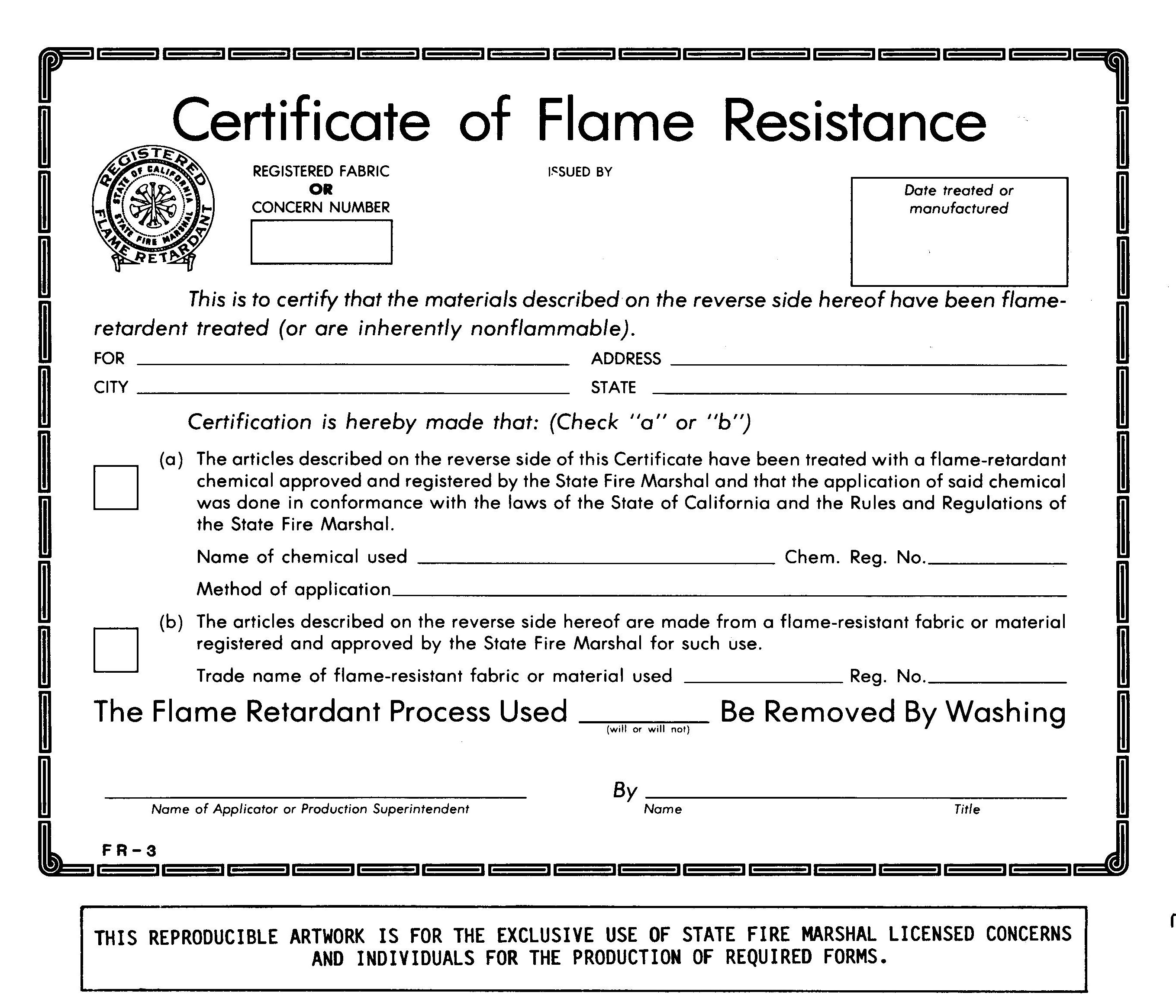 Flame Retardant Certificate Master of Documents