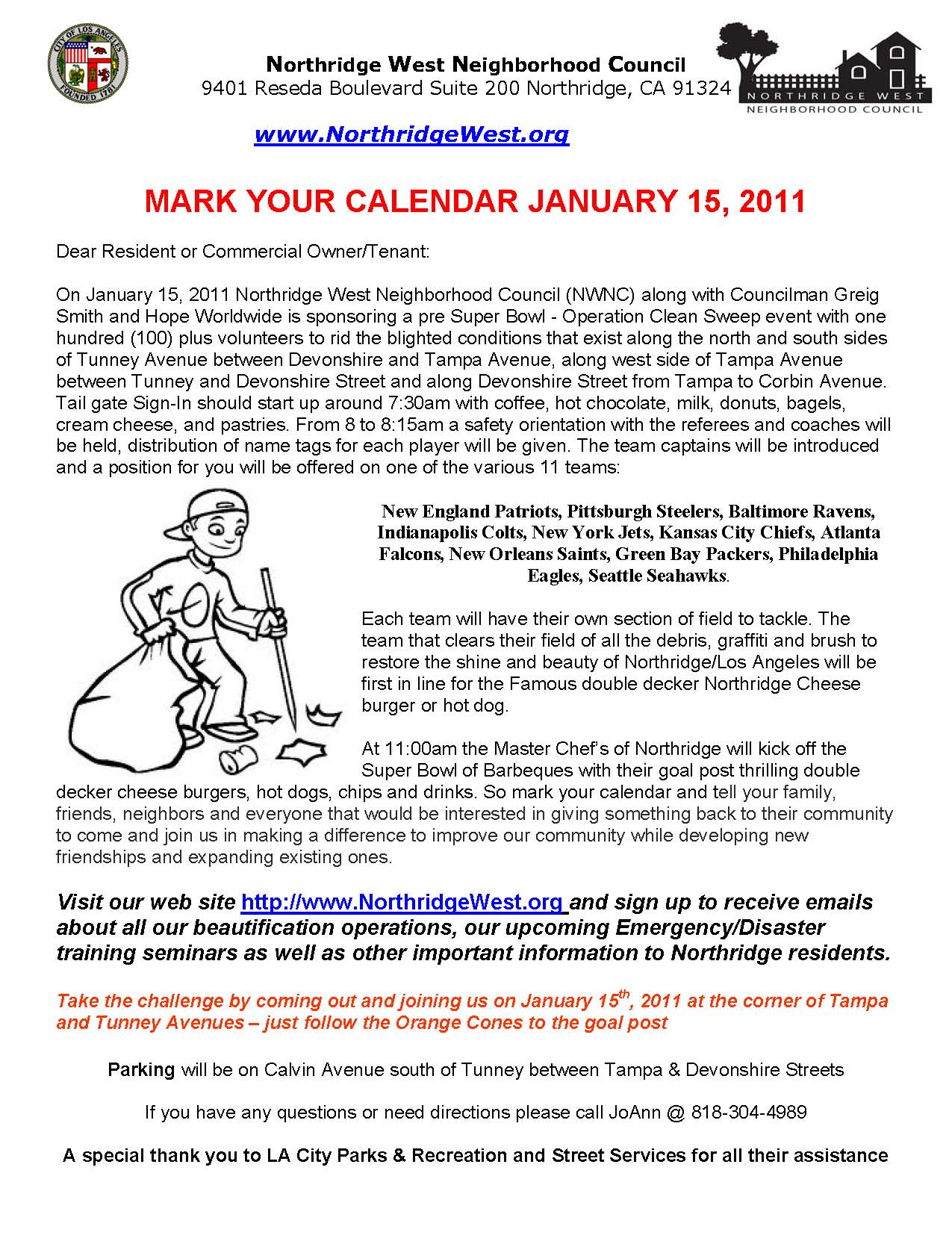 Clean Sweep Flyer 115 Northridge West Neighborhood Council, NWNC