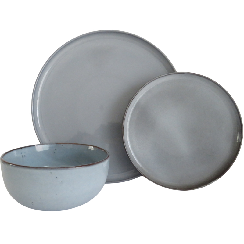 Risør – Serviesset 6 Personen – 18-Delig – Grijs-Lichtblauw