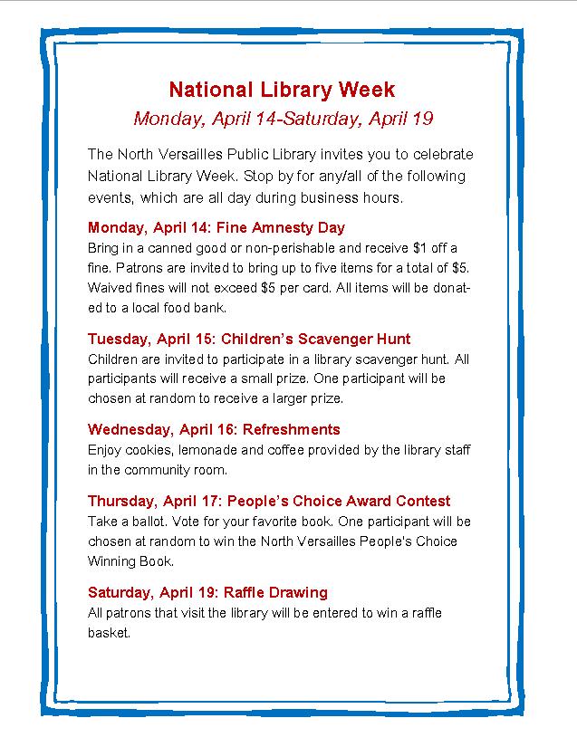 National Library Week North Versailles Public Library