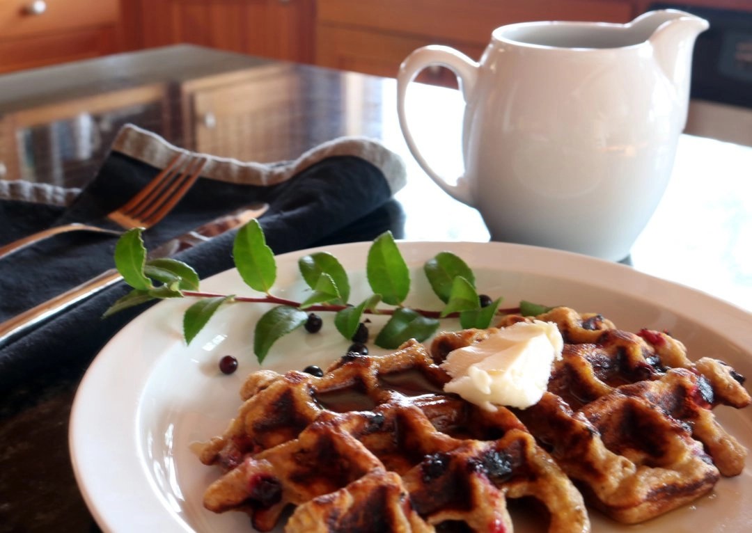 wild huckleberry waffles Northwest Cooking Afloat