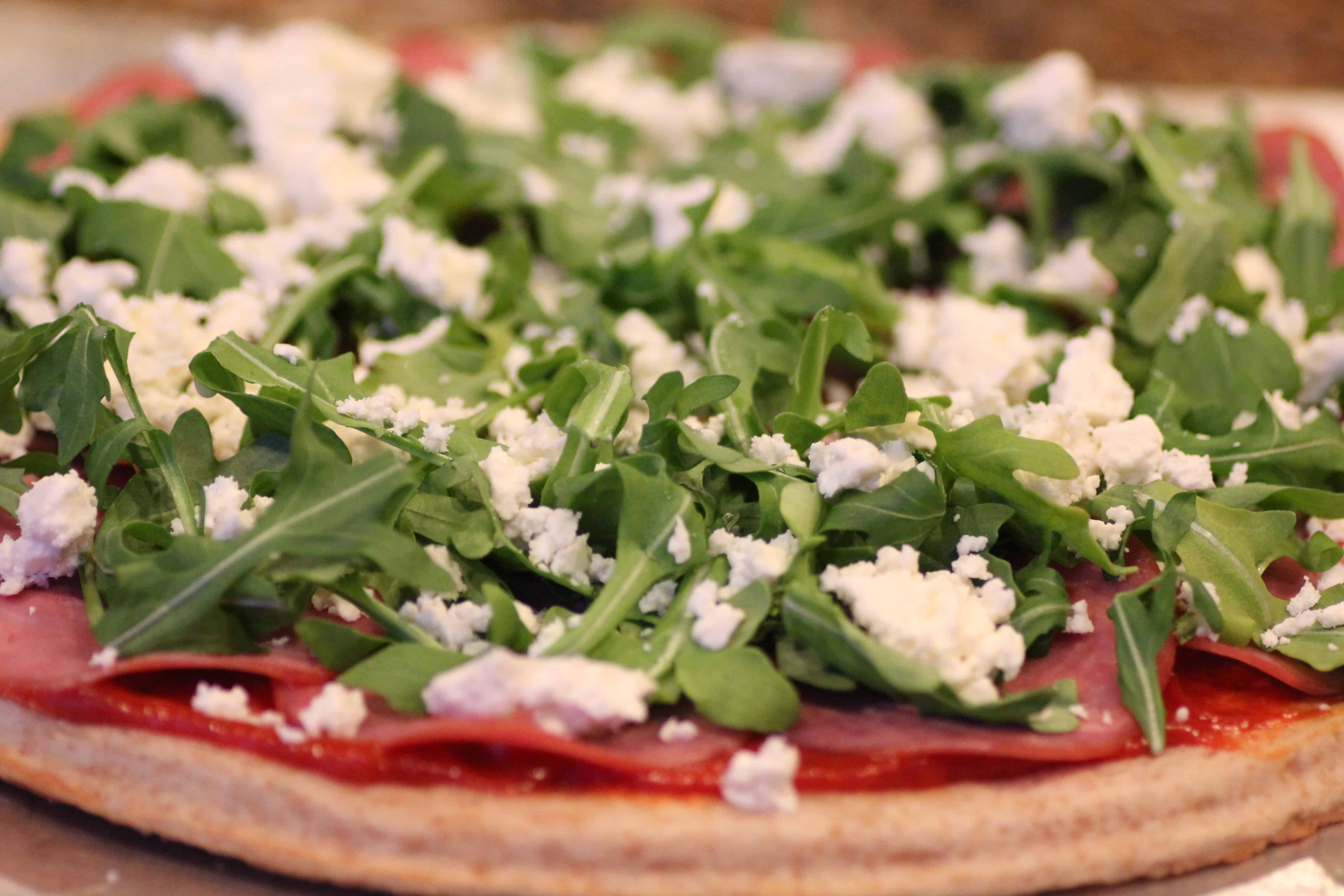 Hot Capicola, Arugula and Feta Cheese Pizza
