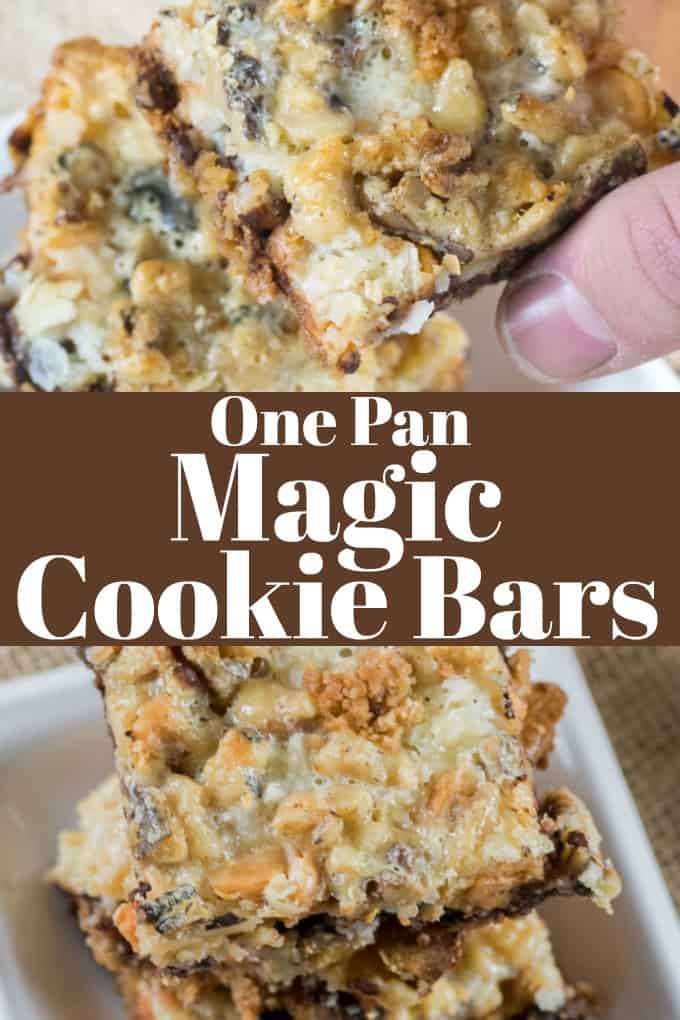 One Pan Magic Cookie Bars are so very easy to make.