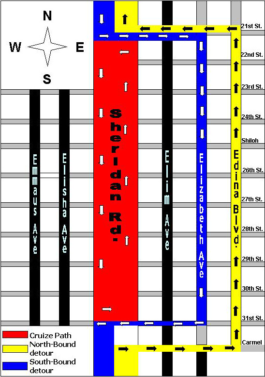 Cruize Map Nostalgia Days Car Show and Festival Zion, Illinois