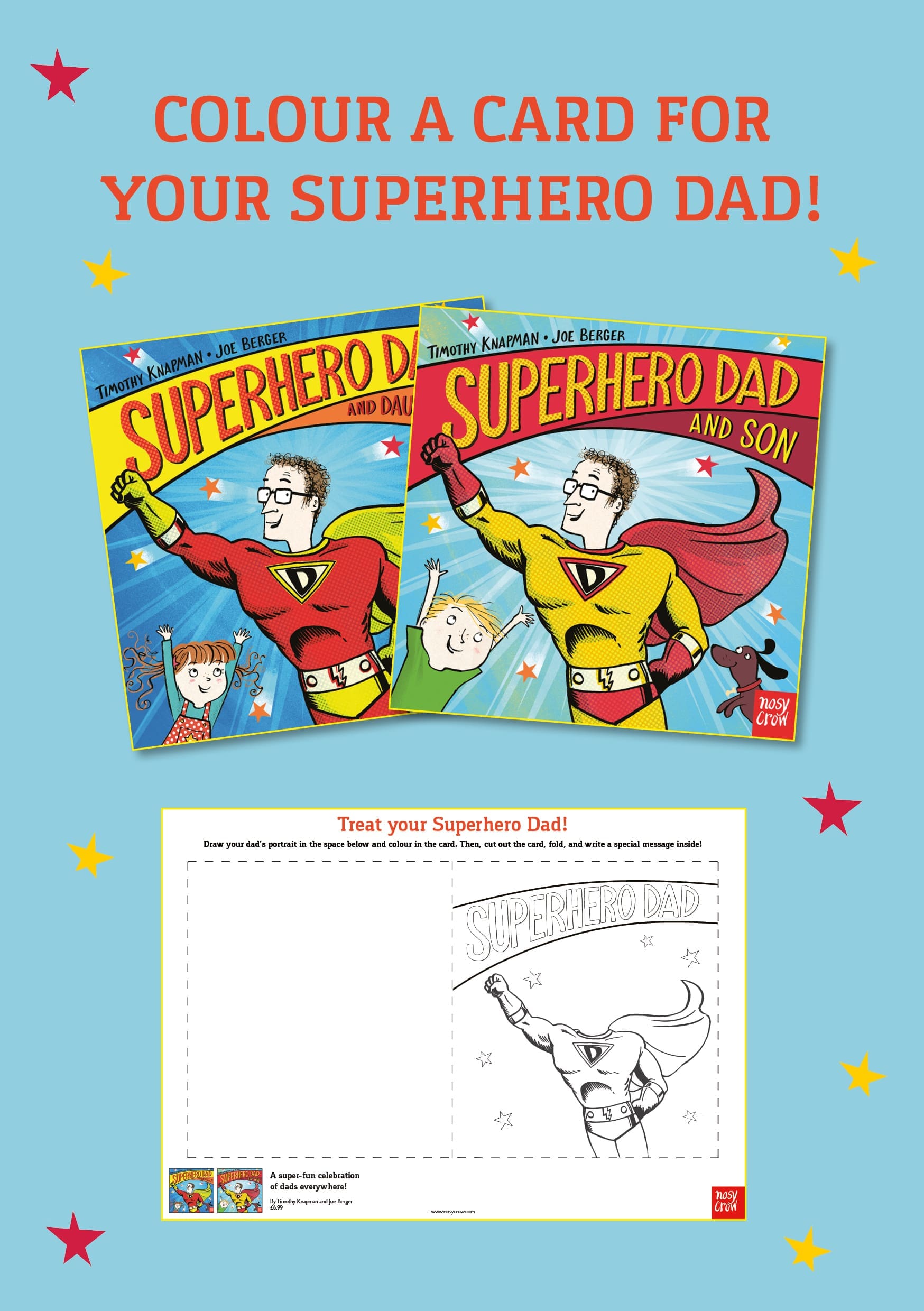 Superhero Dad Colouring Card Nosy Crow