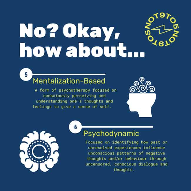 Common Types of Talk Therapy Not 9 to 5 Organization