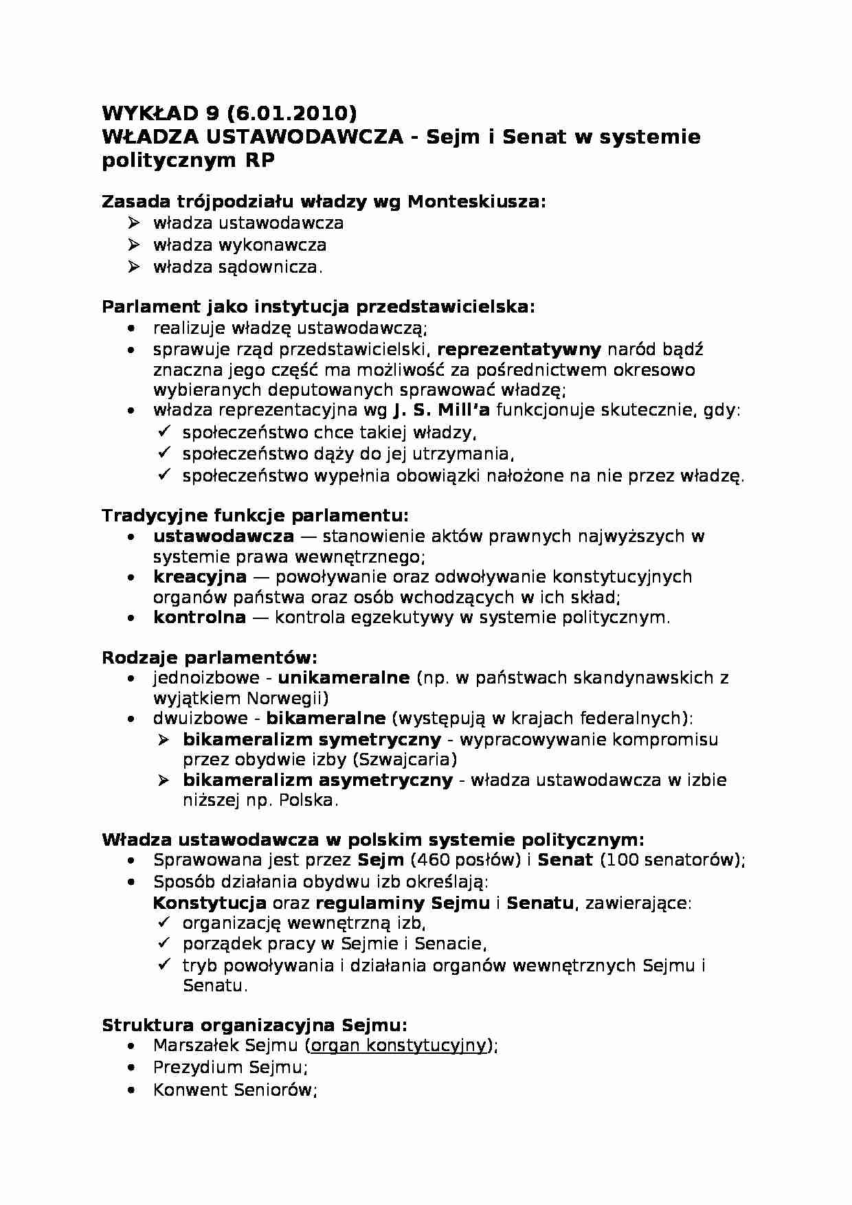 Władza ustawodawcza Sejm i Senat Notatek.pl