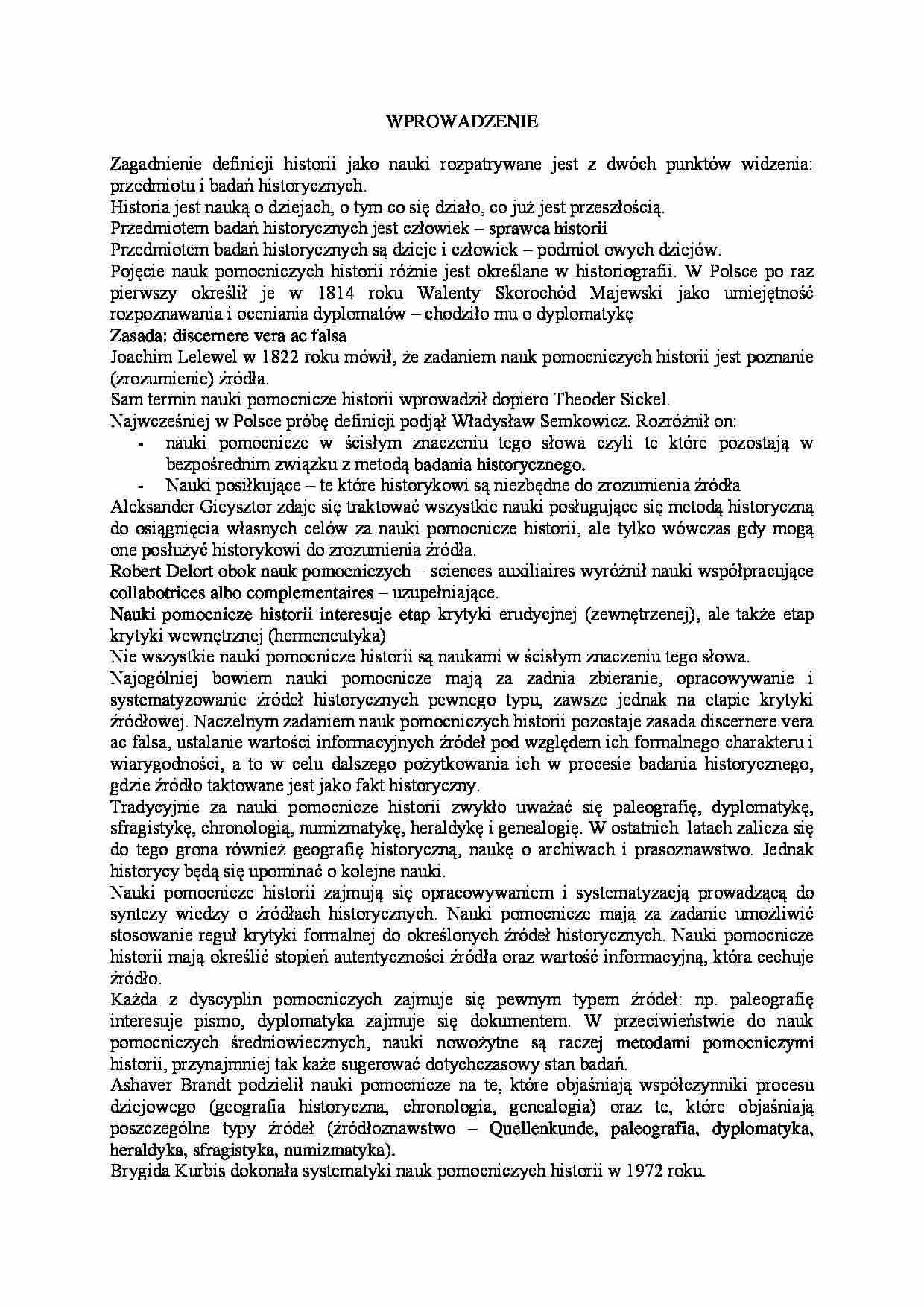 Nauki pomocnicze historii wprowadzenie Notatek.pl