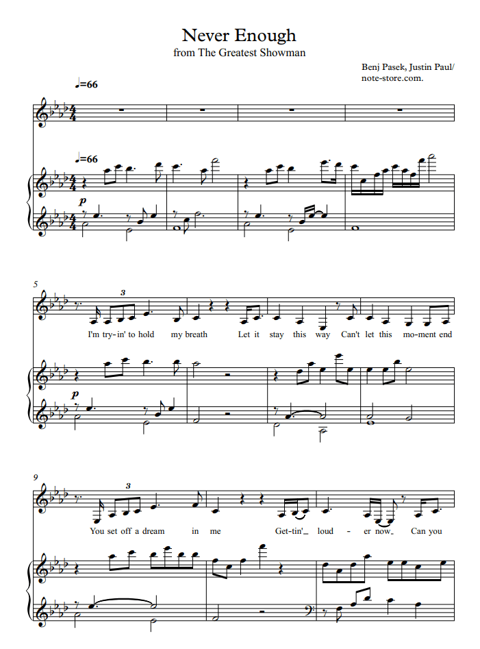 Loren Allred Never Enough sheet music for piano download Piano