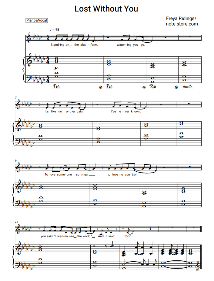 Freya Ridings Lost Without You sheet music for piano download Piano