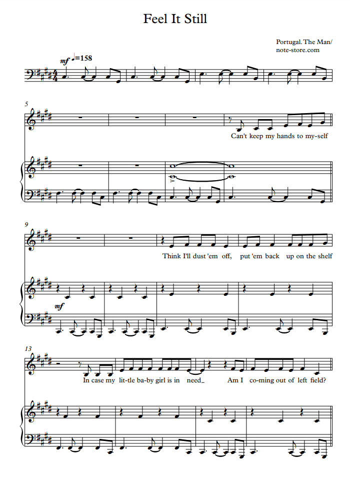 Portugal. The Man Feel It Still sheet music for piano with letters