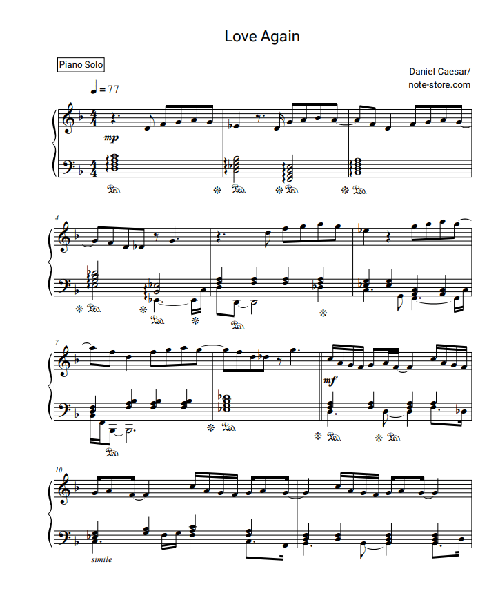 Daniel Caesar, Brandy Love Again sheet music for piano download