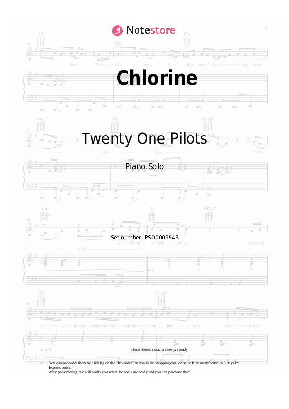 Twenty One Pilots Chlorine piano sheet music in
