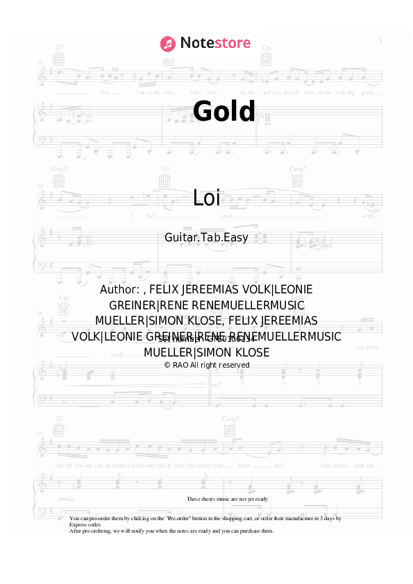 Gold tabs easy guitar Loi in Guitar.Tab.Easy SKU