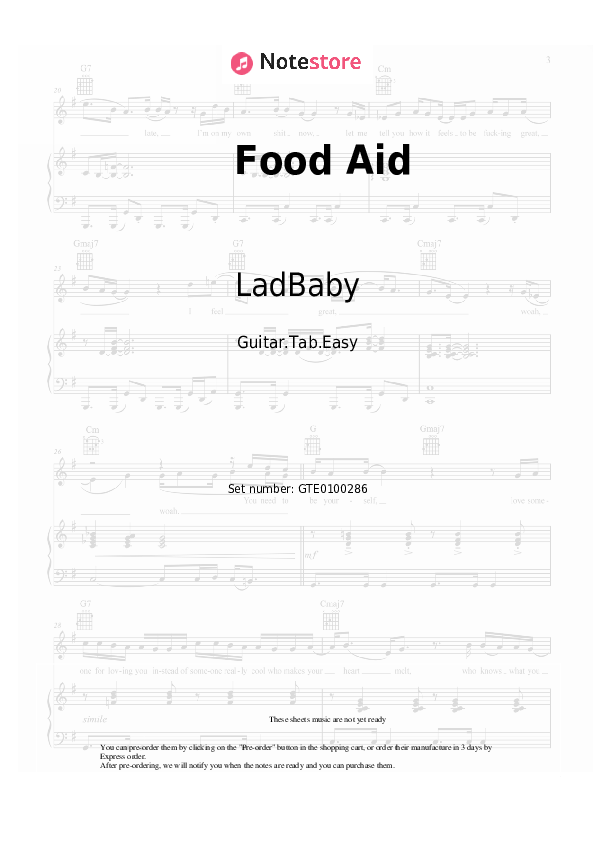 LadBaby Food Aid sheet music for piano download Guitar.Tab.Easy SKU