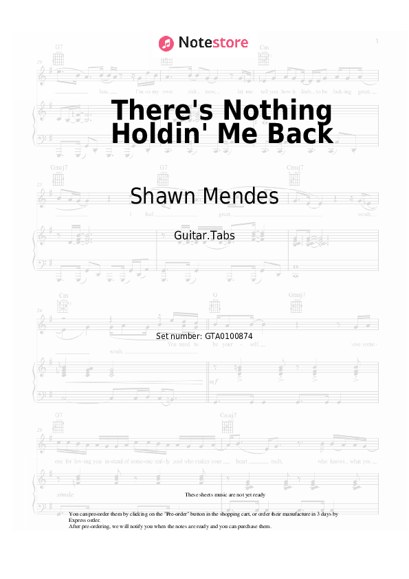Shawn Mendes There's Nothing Holdin' Me Back guitar chords and tabs