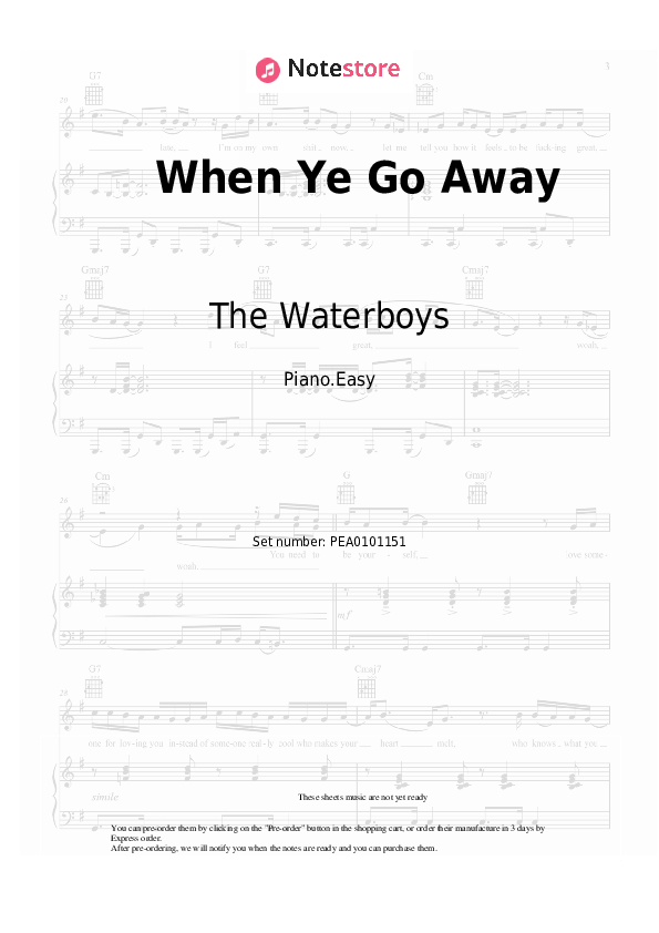 The Waterboys When Ye Go Away piano sheet music in