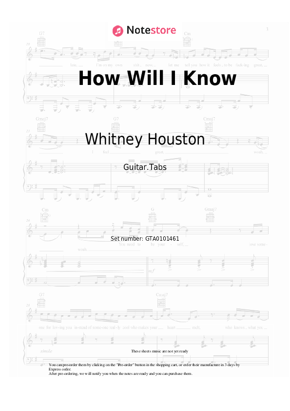 How Will I Know tabs guitar Whitney Houston in Guitar