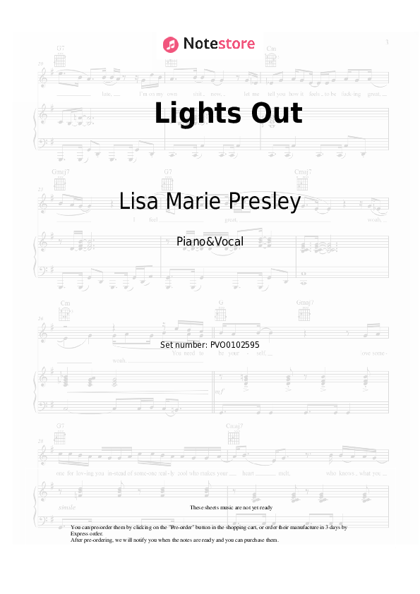 Lisa Marie Presley Lights Out piano sheet music in