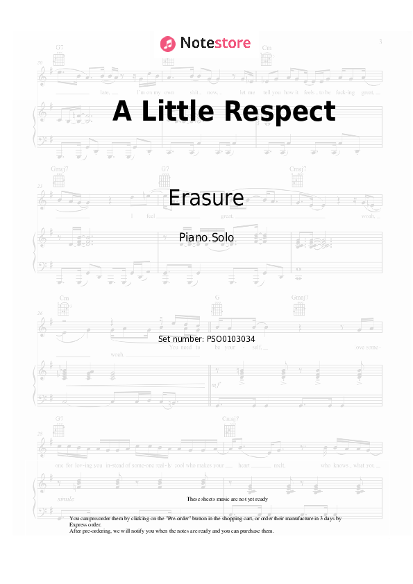 Erasure A Little Respect piano sheet music in Piano