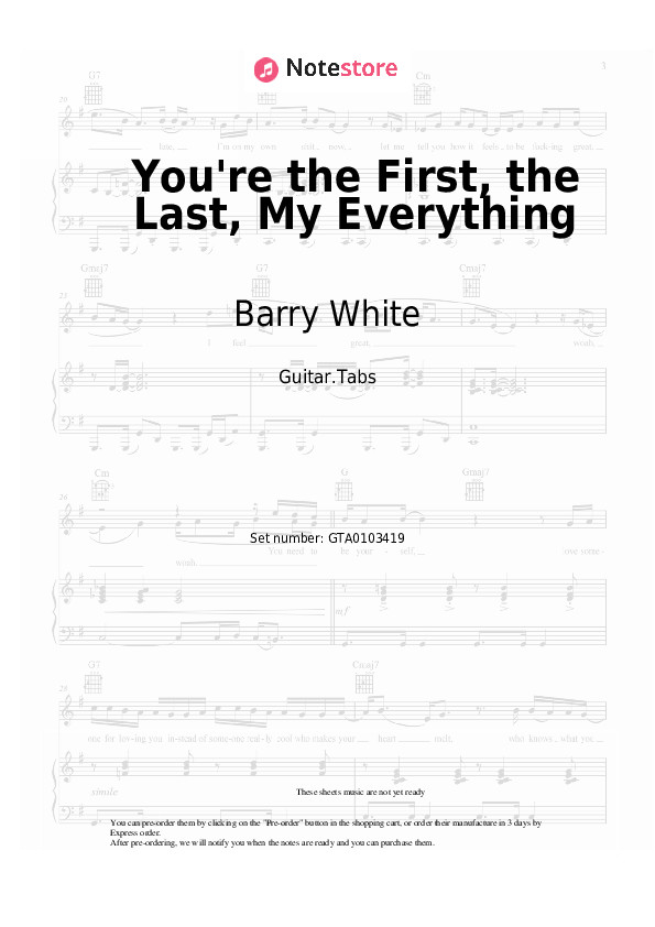 Barry White You're the First, the Last, My Everything guitar chords