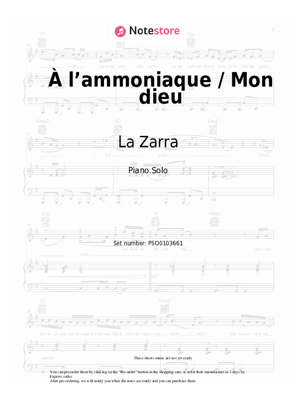 À l’ammoniaque / Mon dieu piano sheet music La Zarra in