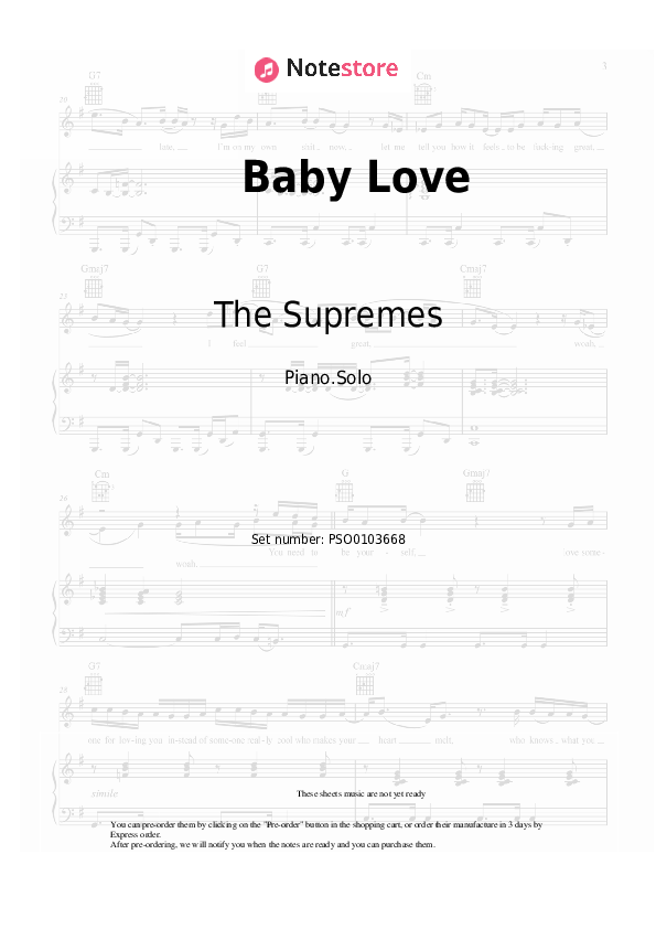 The Supremes Baby Love piano sheet music in Piano.Solo SKU PSO0103668
