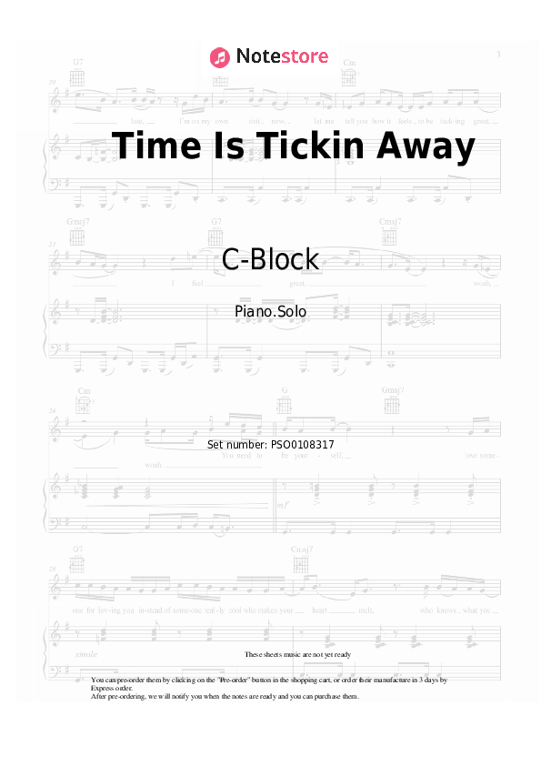 Time Is Tickin' Away piano sheet music CBlock in
