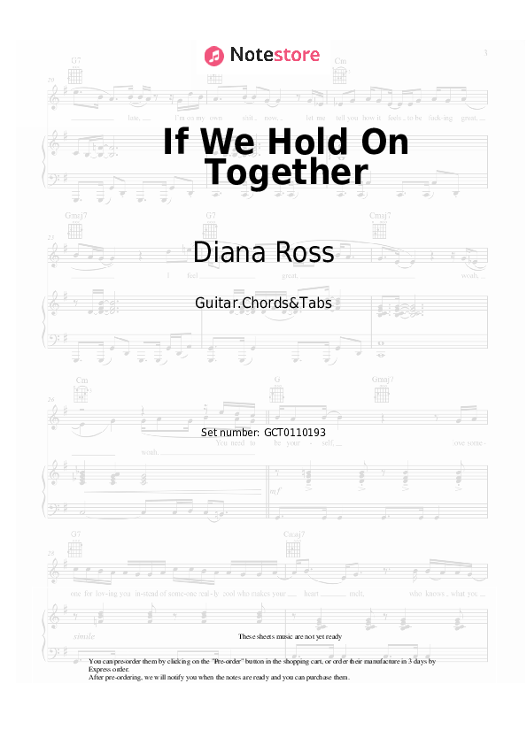Diana Ross If We Hold On Together guitar chords and tabs in Note