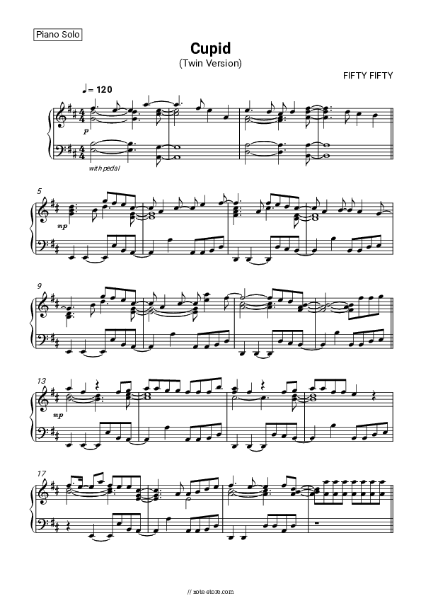 FIFTY FIFTY Cupid (Twin Version) piano sheet music in